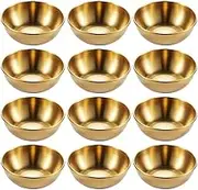 Hayuhone 12 Pack Stainless Steel Sauce Dishes, Gold Mini Saucers Bowl Round Seasoning Dishes Sushi Dipping Bowl Appetizer Plates, 3.15inch
