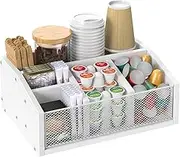 NOVIMANGO Coffee Station Organizer for Counter, White Coffee Bar Organizer, Coffee Condiment Organizer Holder, Coffee Bar Organizer for Coffee Bar Accessories, Farmhouse Coffee Pod Holders Organizer