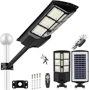 Xmart Solar Street Lights Outdoor Waterproof 40000LM 423 Upgraded LEDs Solar Parking Lot Lights Dusk to Dawn Solar Motion Flood Light Wide Angle Sensor and Remote Control for Area Pole Lighting Yard