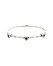 Stackable Silver & Stainless Steel 0.35 ct. tw. Diamond & Amethyst Bangle Bracelet