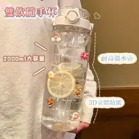 在飛比找樂天市場購物網優惠-2000cc水壺水壺2000ml直飲水壺透明水壺雙飲大容量水