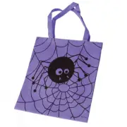 Halloween Spider Web Candy 16" Trick or Treat Tote Bag, Purple Black