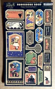 NEW Graphic 45 Halloween Happy Haunting Tags 2 Chipboard Tags and Frames