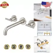 Premium Brushed Nickel Bathroom Sink Faucet - 360° Swivel Spout & Brass Handles