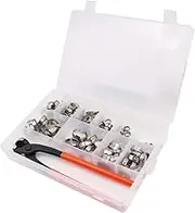 NUZAMAS Ear Clamp Pliers Hose Clamps Set Ear Hose Clamps Pliers Clamping Pliers Hose Clamp with 115 Pieces 10 Different Sizes (6-28.6 mm) Hose Clamps Worm Drive for Ear Cuffs