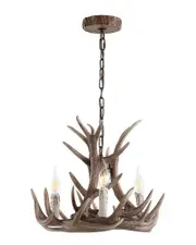 JONATHAN Y Eldora 18in Adjustable Resin Antler 3-Light LED Chandelier