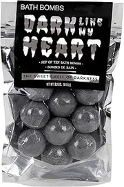 Gift Republic Dark Like My Heart Bath Bombs 10 Pack, Charcoal Infused, Re-sealable Bag, Black Bath Soak, Relaxing Mood Booster, Unique Pamper Set, Vegan Friendly