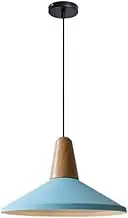 Nordic Dining Room Chandelier Macaron Color Metal Lamp Shade Vintage Farmhouse Ceiling Lamp Wood Industrial Art Deco Ceiling Lighting Light Kitchen Island Light Fixture for Dining Table