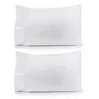 2x Jason Commercial Satin Stripe Easy Care Pillow Case with Cuff 48x73cm White