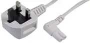 PRO ELEC - 13A UK Plug to Right Angled Figure 8 (C7) Mains Lead, 0.5m White