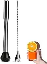 LEGERM Stainless Steel Cocktail Muddler and Mixing Spoon Home Bar Tool Set