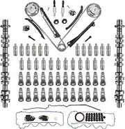Camshaft Rocker Arms Lifters 5.4 Timing Chain Kit with Cam Phaser Solenoid Left and Right Cam for Ford F150 F350 Expedition Lincoln 5.4L 3V