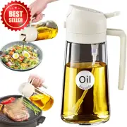 Oil Sprayer for Cooking 2-in-1 Glass Dispenser 470ml for Air Fryer BBQ Salad
