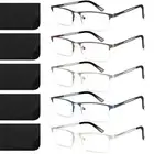 ORANZI 5 pack Archives style Blue Light Blocking Reading Glasses Men, Half Me...