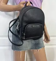Michael Kors Jaycee Mini XS Black PVC Zip Pocket Shoulder Backpack Bag