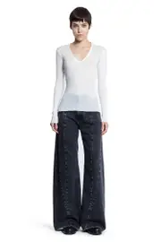 [JAMES PERSE] Skinny deep V Long Sleeve Tee White