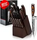 15-Piece Self-Sharpening Kitchen Knife Set with Block & Steak Knives