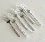 International Silver Stainless Loring 6 Salad Forks Glossy Hammered
