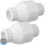 Geetery PVC Inline Check Valve Solvent Connections White Plastic Backflow Pre