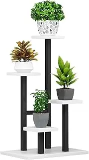 Plant Stand 4 Tier Indoor Plant Shelf for Multiple Plants Corner Tall Flower Holders for Garden Balcony Living Room (White)