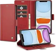 GoshukunTech for iPhone 11 Case,for iPhone 11 Wallet Case,Flip Leather Wallet Cover with Card Holder Cash Pocket Magnetic Closure[ Red ]