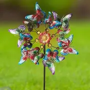 Colorful Metallic Butterfly Jeweled Garden Wind Spinner Stake Yard Art Decor