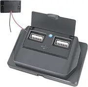 USB Outlet 12V – Wall Mount Powers Socket, duall Port Panel | 3.1A Vehicle Plug Adapter, Marine Dashboard Charger, Covered Charging Station for Campers Van, Boat, RV Electrical Rewiring