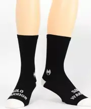 Solo Warrior Men’s 6” Compression Cycling Socks, Men's Size 8-12, Black / White