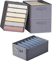 YQkangzhu 4Pcs Wardrobe Clothes Organiser, Foldable Clothes Storage Box, 6, 7, 9 Large Compartment Drawer Organiser, Closet Storage Organisation with Handle and Dividers for Jeans, T-Shirts, Dress