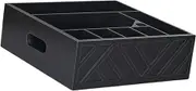EHJRE Countertop Holder for Paper Plates and Cutlery with Multiple Sections, Black