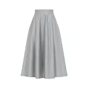 [Alberta Ferretti] Alberta Ferretti-Grey Virgin Wool Midi Skirt-Donna 40 IT