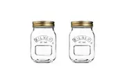 2x Kilner Genuine 500ml Glass Preserve Jar w/ Metal Lid Kitchen Container Clear
