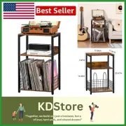 Chic Brown Vinyl Record Storage Stand - 3-Tier Turntable Table for Modern Homes