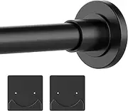 Shower Curtain Rod Adjustable 30-80" with Holder, Anti-Rust Shower Rod & Spring Tension Shower Rod No Drill, Black Shower Curtain Rod for Bathroom Tension Rod