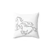 Spun Polyester Square Pillow Galloping horses. Continuous one line