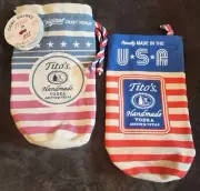 TITOS Handmade Vodka Red White Blue USA Original Craft Burlap Drawstring Bag Lot