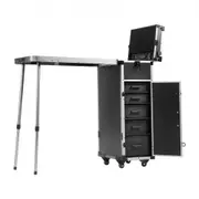 VEVOR Professional Makeup Train Case Aluminum Cosmetic Case, Workbench With Supporting Legs, Rolling Makeup Case Extra Large Trolley Makeup Travel Org