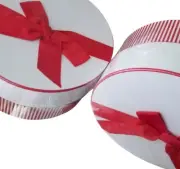 Sugar Paper Large Red and White Stripe Round Boxes with Bows