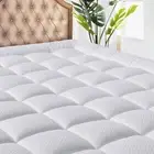 MATBEBY King Size Mattress Pad - Cooling Breathable King, White - Checkered