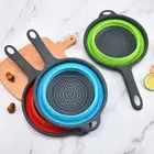 Kitchen Collapsible Silicone Colander Vegetable Strainer Basket with Handle VH