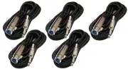 5 Pack 15Ft XLR 3-Pin Female to 1/4" Mono Plug Mic Microphone Audio Cable 15 Ft