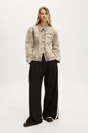 [Cotton On Women] Cotton On Women - Alva Cinched Denim Jacket - Brown stonewash 16 BROWN STONEWASH