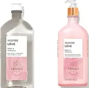 BATH AND BODY WORKS Aromatherapy LOVE - ROSE & VANILLA Duo Body Lotion and Body Wash Full Size