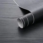 Arthome Black Wood Paper 43.5x610cm Self-Adhesive Removable Wood Peel and Stick Wallpaper Vinyl Decorative Wood Plank Film Vintage Wall Covering for Furniture Surface Easy to Clean…