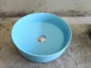 Matte Blue Round 360mm Dia on top counter basin porcelain sink slim edge pick up