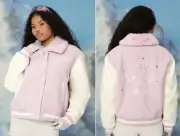 NWT Forever 21 Hello Kitty Pink Faux Leather Varsity Bomber Jacket - Girls 13/14