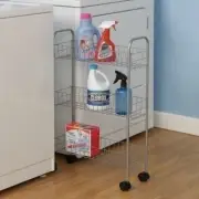 Silver Slim 3-Tier Metal Storage Cart Laundry Shelf Kitchen Pantry Organizer