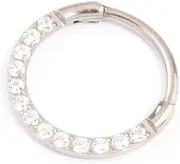[Lovisa] Titanium Cubic Zirconia Clicker Ring 8mm | Brilliant Crystals | Hypoallergenic | On Trend Designs | Stylish Piercings, metal, cubic-zirconia