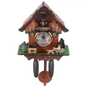 Antique Wooden Wall Clock Bird Time Bell Swing Alarm Watch Home Art7054