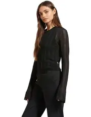 [Brixton] Sheer Knit Long Sleeve Top in Black